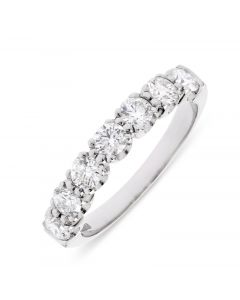 Platinum 7 stone brilliant round cut diamond eternity ring. 0.90cts