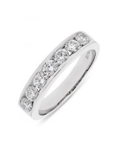 Platinum 7 stone brilliant round cut diamond eternity ring. 1.01