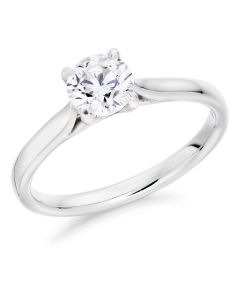 Platinum 4 claw brilliant round cut diamond single stone engagement ring. 0.70cts