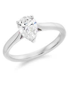 Platinum pear cut single stone diamond engagement ring. 1.00cts