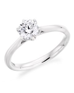 Platinum brilliant round cut diamond 6 claw engagement ring. 0.70cts