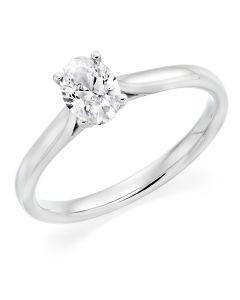 Platinum oval cut diamond single stone engagement ring. 0.72cts
