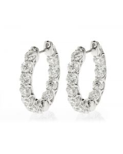 18ct white gold brilliant round cut diamond hoop earrings. 2.55cts
