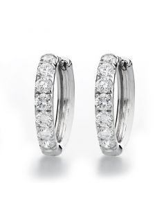 18ct white gold brilliant round cut diamond hoop earrings. 0.71cts