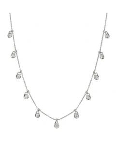 18ct white gold 11 stone brilliant round cut diamond drop necklace. 1.21cts