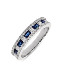Platinum Sapphire and Diamond Half Hoop Eternity Ring