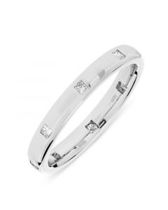 Platinum 3mm wedding ring with princess cut diamonds. 0.20cts