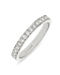 Platinum half hoop round cut diamond wedding ring. 0.25cts