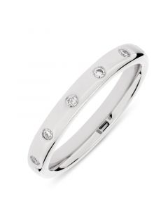 Platinum 3mm wedding ring with brilliant round cut diamonds. 0.18cts